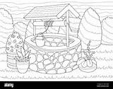 Water Well Coloring Pages Drawing Kids Village Indian Pump Pitara Woman  sketch template