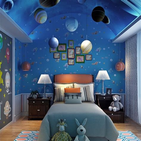 Cute Kids Room Underwater World Nonwovens Wallpaper Blue Ocean Boys Girl Bedroom Green House ...