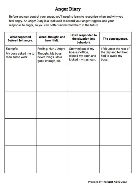 Anxiety Triggers Worksheet Therapist Aid