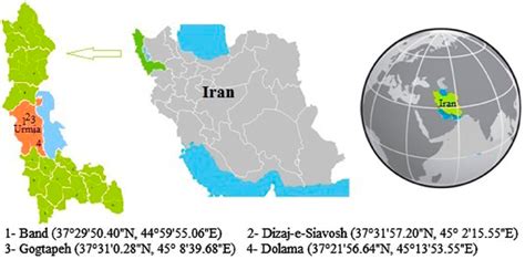 Geographical coordinates and location of villages studied, Urmia, Iran. | Download Scientific ...