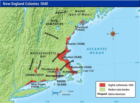 First settled areas of New England | Massachusetts bay colony, Map ...