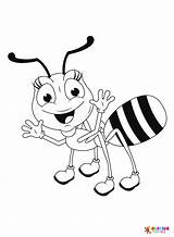 Happy Ant Cartoon Coloring Page  Free Printable Pages sketch template