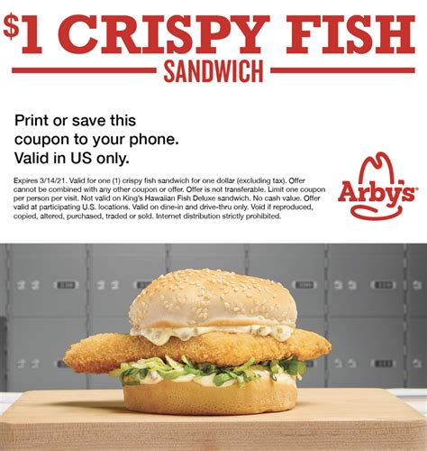 Arby's Crispy Fish Sandwich a solo $1 con cupón de descuento | Súper Baratísimo Gratis