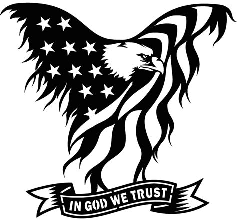 USA Flag - Eagle In God We Trust Sign - Plasma Laser DXF Cut File | Metal tree wall art, Art ...