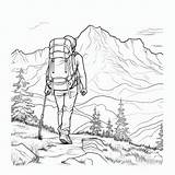 Premium AI Image  Realistic Mountaineer Hiking Coloring Page With Bold sketch template