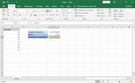 How To Calculate Coefficient of Variation in Excel