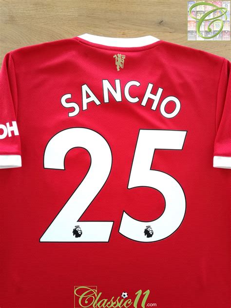 2021/22 Man Utd Home Premier League Football Shirt Sancho #25 / Jersey ...