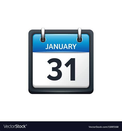 January 31 Calendar icon flat Royalty Free Vector Image