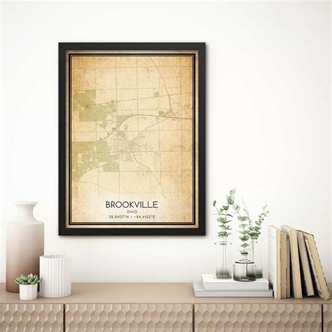 Vintage Brookville Ohio Map Poster, Modern Home Decor Wall Art Print ...