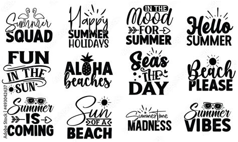 Summer SVG T shirt Design Bundle Stock Vector | Adobe Stock