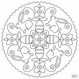 Easter Bunny Mandala Coloring Page Cross Heart  sketch template