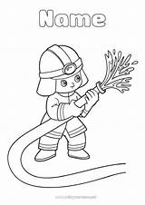Colouring fireman With Fire Hose sketch template
