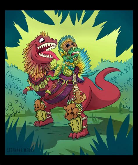 Dinosaur Aztec Warrior Poster hipster Painting by Thompson Frank - Pixels