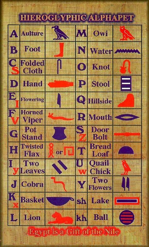 Hieroglyphic alphabet | Egypt hieroglyphics, Egyptian history, Ancient egyptian hieroglyphics