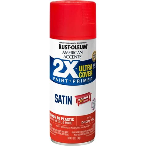 Poppy Red, Rust-Oleum American Accents 2X Ultra Cover Satin Spray Paint, 12 oz - Walmart.com ...