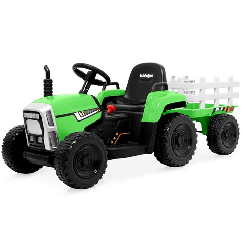 Kidzone 12V Kids Ride On Electric Tractor With Trailer W/LED Lights USB ...