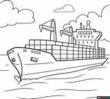 Cargo Ship Coloring Page  Easy Drawing Guides sketch template