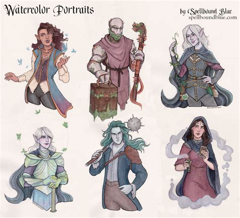 [OC][Art] Watercolor Full Party Character Portraits ~ : r/DnD