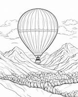 Beautiful Air Balloon Coloring Pages  Premium AI Generated Image sketch template