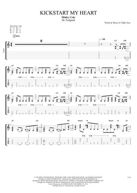 Kickstart My Heart by Mötley Crüe - Full Score Guitar Pro Tab | mySongBook.com