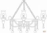 Chandelier Drawing Coloring Light Draw Crystal Chandeliers Fixture  sketch template
