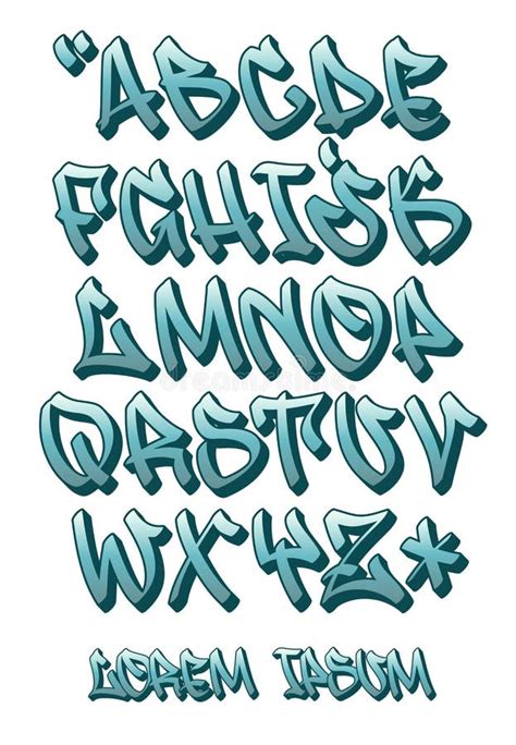 Hand Written Graffiti Font Alphabet. Vector Stock Vector - Illustration of isolated, cartoon ...