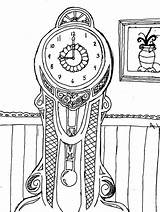 Grandfather Clock In Living Room Coloring Pages  clock sketch template
