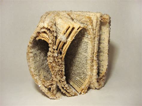 Old books turned into crystallized sculptures