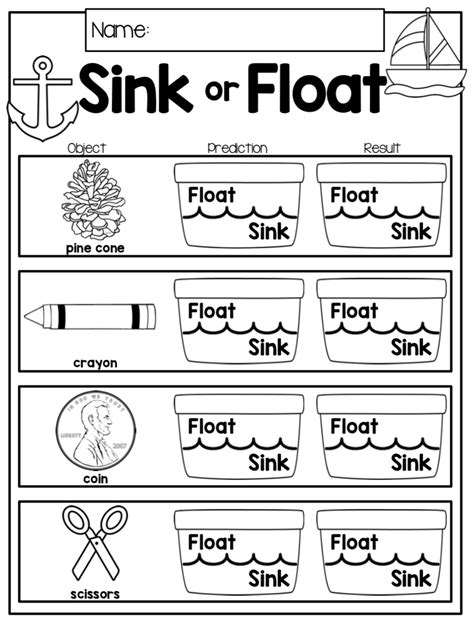 Sink or Float Activity | Sink or float, Preschool worksheets, Learning science