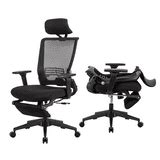 Hforesty Foldable Office Chair with Footrest,Black Ergonomic Mesh ...