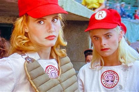 Dottie Hinson (Geena Davis) and Georgia Ellen Sue Gotlander (Freddie Simpson), Rockford Peaches ...