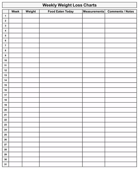 Weight Loss Chart Printable