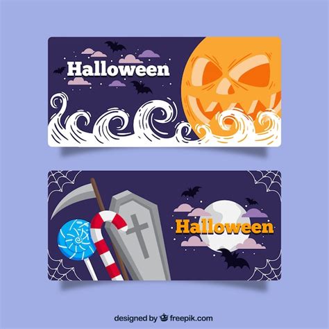 Free Vector | Scary halloween banners