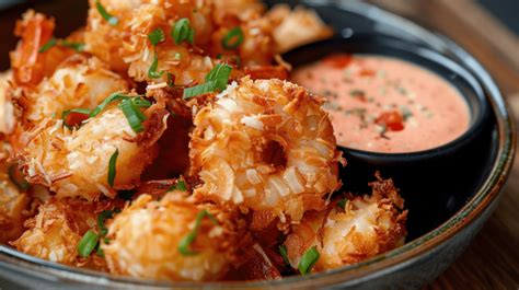 Coconut Popcorn Shrimp Appetizer Idea With A Dipping Sauce Background, Coconut, Popcorn, Shrimp ...