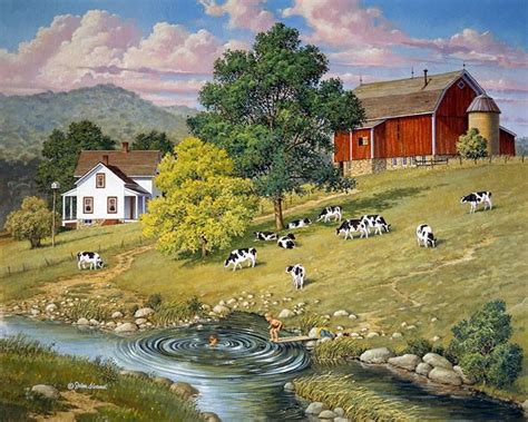 John Sloane- "Good Old Summertime" | Farm art, Farm paintings, Landscape paintings