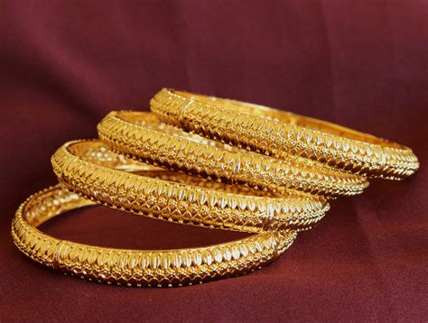 24KT Pure Gold Coated with Diamond Studded Pair of Bangles at Amazing Price