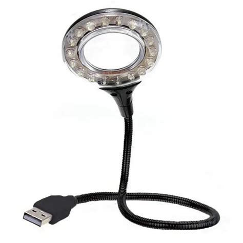 Flexible 18 LED USB Reading Table Light Desk Lamp With 4X Magnifying ...