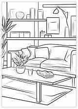 Living Room Coloring Pages  Design Your Dream Space CrayonAZCom sketch template