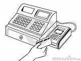 Cash Register With Pos Terminal Coloring Book Vector Illustration  sketch template