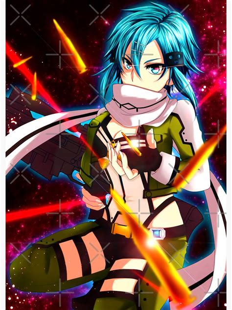 "Sinon Sword Art Online Anime Girl Drawing Fanart" Sticker for Sale by Spacefoxart | Redbubble