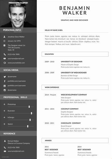 Resume Html Template Free Freebie Clean Cv Resume Template - Riset