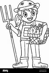 Farmer With Harvest Isolated Coloring Page Stock Vector Image & Art  Alamy sketch template
