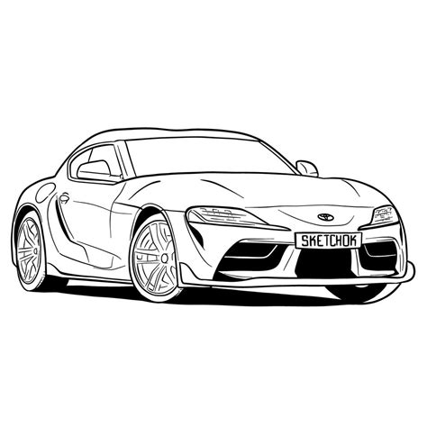 How to draw a 2020 Toyota GR Supra A90 MK 5 - SketchOk