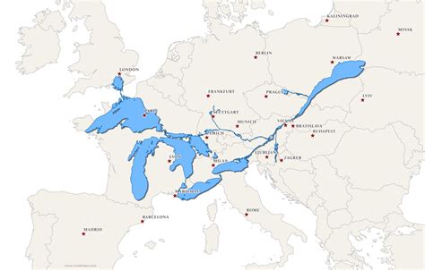 Europe Map Rivers And Lakes