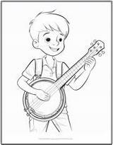 Banjo Playing Boy Coloring Page  Print It Free sketch template