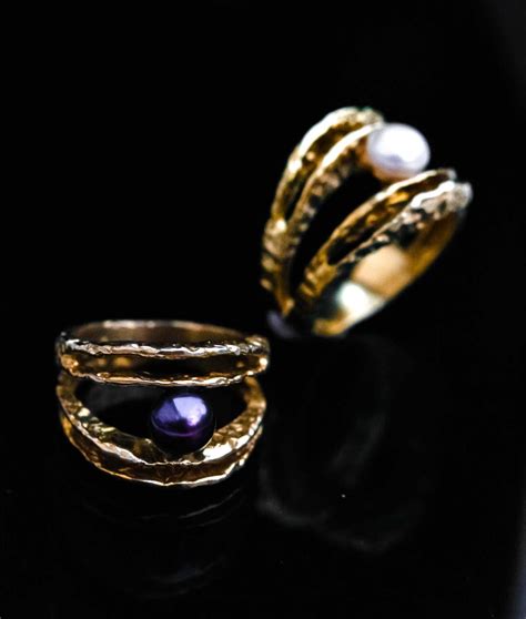 Black Pearl Ring 925 Sterling Silver Gold Plated Ring - Etsy