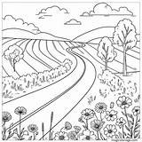 Coloriage Route de Campagne sketch template