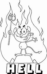 Little Red Devil Holding Up A Pitchfork And Smoking Cigar In Front Of  sketch template