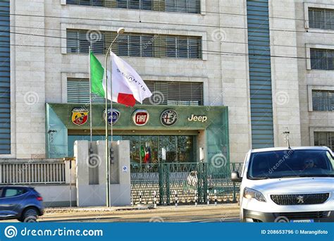 Stellantis Corporation Flag at Italian Headquarters after Merging ...