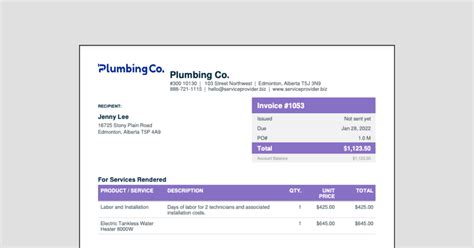 Free Plumbing Invoice Template - Edit & Download - Jobber